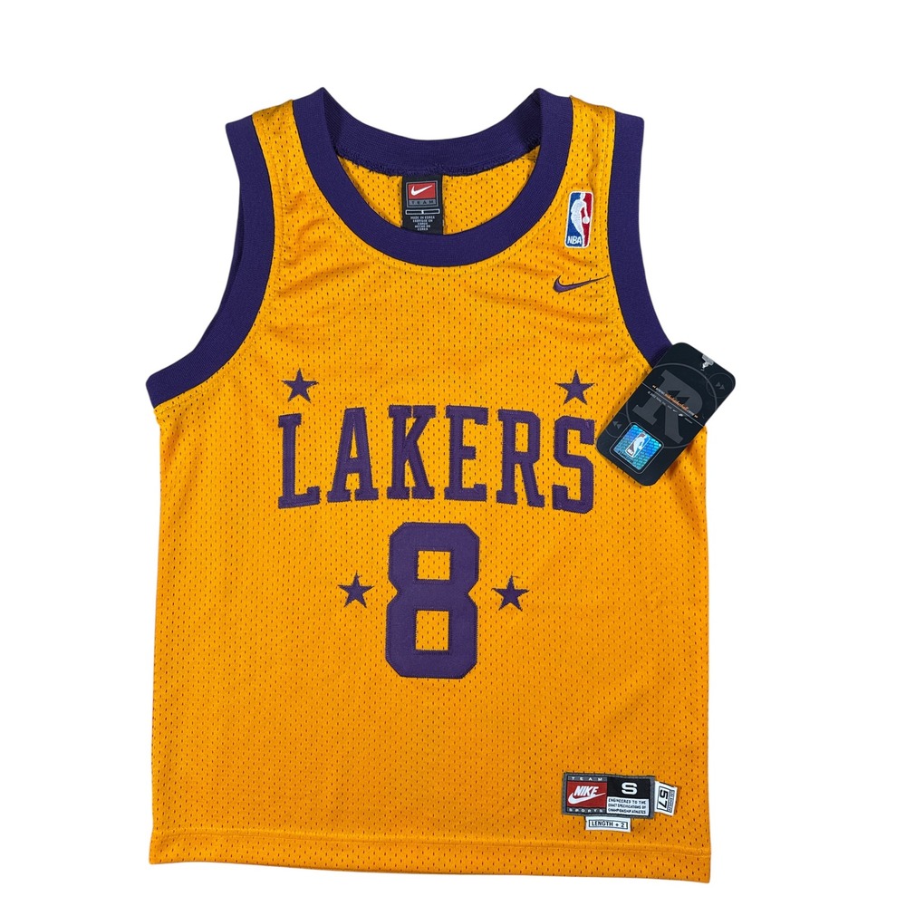 NEW Vtg Nike NBA Rewind LA 57 Lakers‎ Kobe Bryant #8 Jersey Size S +2 Length